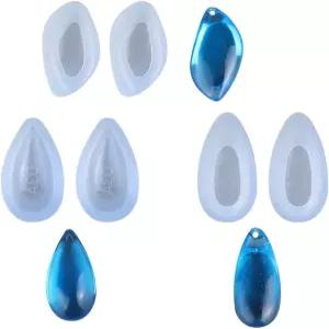 6Pc 멀티컬러 3가지 티어드롭 이어링 몰드 보석 모양 에폭시 수지 구멍 목걸이 펜던트 주조 제작 도구 용품