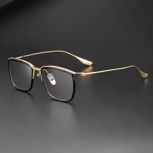 금속안경테 패션 안경 미국 재현 고급 초경량 티타늄 남성용 큰 얼굴용 사각 비즈니스 백만장자