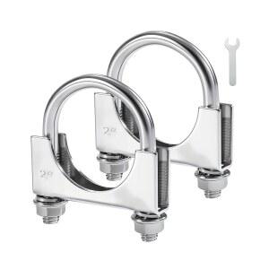 [미국배송] 이블 에너지 2인치 헤비 듀티 U 볼트 배기 클램프 스테인리스 스틸 머플러 새들 스타일 2PCS