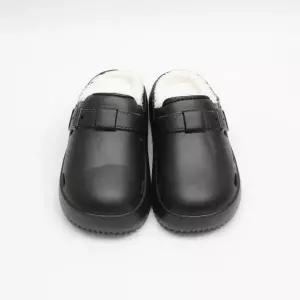 /베리콕 블랙 벨트장식 남성 털블로퍼 겨울 방한슬리퍼