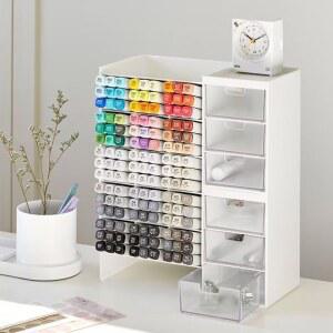 마커 수납함 마커꽂이 투명 사무실 마커정리함 사선형 보관함 기본 책상 색연필 샤프 24