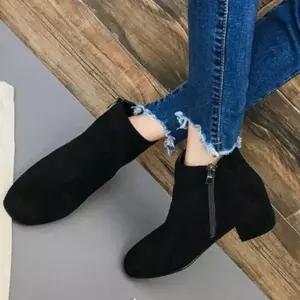 앵글부추 겨울 방한 앵클 스타일 부츠 지퍼 스웨이드 데일리 데
