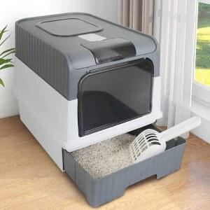 기본 평판 풀클로징에서 반클로징 탈부착 복도고양이배변상자 메인쿤 특대형 고양이 가능 베이직 탑커버 초대형 원볼 탈취제 밀폐형 화장실