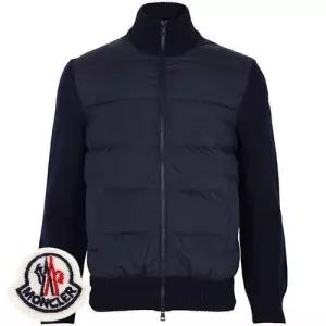 몽클레어 25FW 네이비 울 니트 믹스 구스 다운 집업 자켓 9B00040 M1131 778