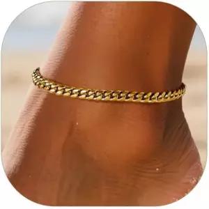 체인스프로 여성 사이즈 조절가능 발찌 체인 피가로/밀/트위스트 로프/큐반 발 팔찌-강한 걸쇠-18K 골드