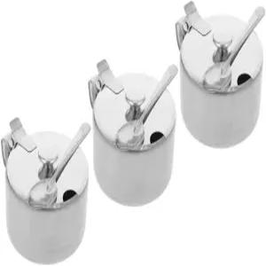 가정용 빈티지 주방 악세사리용 원형 향신료 용기용 스푼 뚜껑포함 가넥 3세트 스테인리스 스틸 설탕 그릇