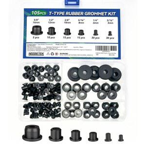 배선 구색용 105Pcs T형 고무 그로밋 키트, 원형 구멍용 실리콘 플러그, 자동차 방화벽용 방수 와이어 그로밋, 케이블 보호 및 관개 시스템, 6가지 크기(3/16인치~5/8인