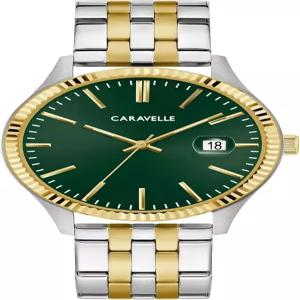 카라벨 바이 불로바 남성 원피스 3핸드 데이트 쿼츠 워치 스테인리스 스틸 코인 엣지 베젤 41mm