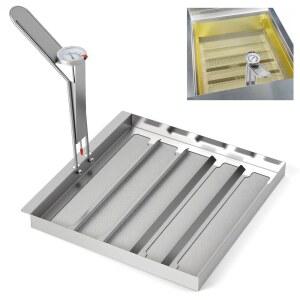 KodMtiz 상용 TK45 딥 프라이어 필터, 온도계 포함 13.5인치 x 304 스테인리스 스틸 필터 화면, 오일 수명 40% 연장, 550 마이크론 스키머 스트레이너 주방