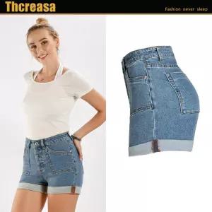 EAMT 여성 데님 슬림 스판 롤업 힙업 핫팬츠 YJ4