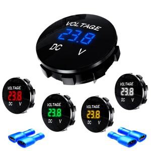 미니 소형 라운드 방수 전압계 전동 보트 바이크 오토바이 DC5V-48V LED 패널 디지털 테스터 디스플레이