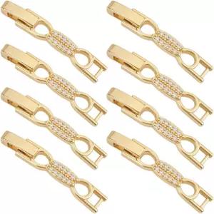 PH PandaHall 8pcs 팔찌 연장자 걸쇠 18k 골드 도금 보크노트 시계 밴드 큐빅 지르코니아 폴드 오버