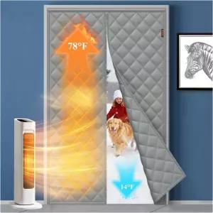 MAGZO 마그네틱 단열 도어 커튼 30인치 x 80인치 도어(커튼 사이즈 32인치 82인치) 방수 옥스포드 코튼