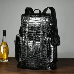 진짜 악어배가죽 외피 + 소가죽 내피 남성 백팩 데일리 출근