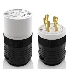 [미국배송] ELERGP NEMA L14-20P 및 L14-20R 잠금 플러그 커넥터 발전기 트위스트 어댑터 20암페어 125/250V 3극 4선 접지 산업용 중장비 UL 목록(1세트 블랙/화이트)