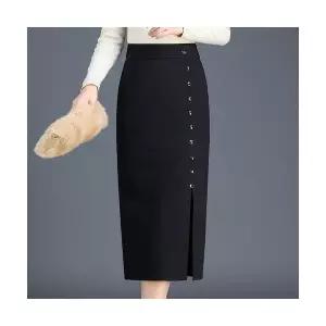여성 데일룩 스커트 H라인 일자핏 슬림핏 룩 가을 겨울 블랙 하이웨스트 힙색 원턱 DAOL4