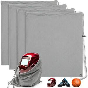 예플럼 2개 헬멧 백 용접 모터사이클 후드 백, 드로스트링 잠금 장치, 축구 하키 스키 라이딩 스노우모바일 자전거 보관소용 마이크로파이버 대형 경량(그레이)