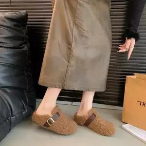 면 여성용 슬리퍼 추동 털구두 기모 통굽 겉가보시 반 패피4