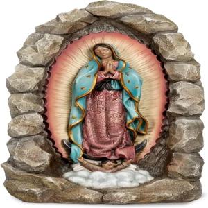 헌신적인 벽 우리 과달루페 성모상 - 18.8인치 성모마리아상 가톨릭 실내외 장식 핸드메이드 동굴 조각