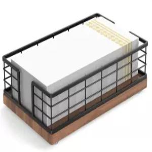 욕실용 위칸 게스트 타월 홀더 트레이 오크 철제 냅킨 파우더룸 식탁용 나무 바구니 일회용 종이 핸드 블랙