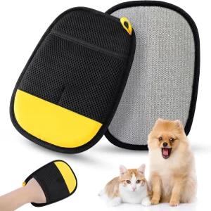 SAWMONG 2Pcs 반려동물 털 제거 장갑 부채 모양 강아지 고양이의 쇼파 가구 카펫 옷 재사용가능 도구