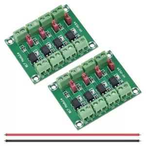 DAOKAI 2대 PC817 4채널 옵토커플러 절연 모듈 3.6-30V 전압 변환 드라이버 24AWG 와이어 제어 릴레이용