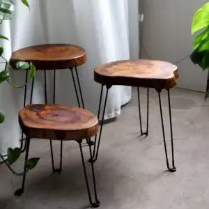 티테이블 사이드 원목 스몰 나무 원형 테라스 소파