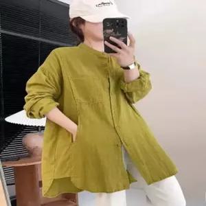 미에스틸로 여성 루즈핏 롱 셔츠 블라우스 더블 하프 긴팔 싱글 블레이저 ADOR1