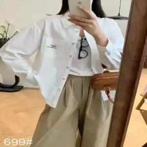 미에스틸로 여성 루즈핏 롱 셔츠 블라우스 포켓 자수 긴팔 칼라 싱글 블레이저 ADOR1