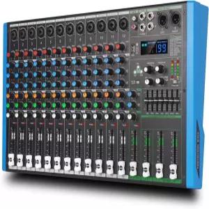 얌웨오 MIX-12 DJ 컨트롤러 믹서 99비트 DPS 및 7세그먼트 이퀄라이저 칩 블루투스 USB 녹음 MP3 재생을