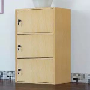 개인 락커 목재 락카 사물함 도어 미용실 3단 미니 캐비닛 보관함 자물쇠 우드