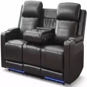 LED가 장착된 넷팬 파워 리클라이닝 소파 세트 /조절 가능한 헤드레스트 리클라이너 및 러브시트 무선