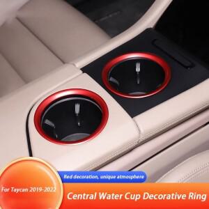 자동차 인테리어 튜닝 중앙 물컵 장식 링 스티커 포르쉐 타이칸 2019 2020 악세사리