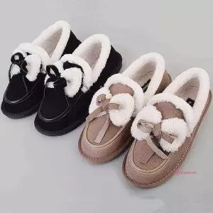 리본 단화 모카신 방한화 털신 겨울 로우굽 가벼운wxy517