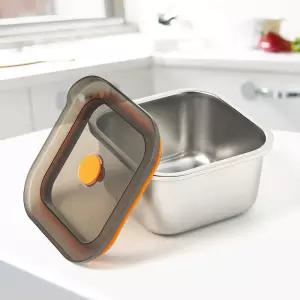 주방 정사각 스텐 밀폐용기 진공 반찬통밀폐 밀폐 반찬 냉동실 보관 그릇 정밀폐 전자레인지 렌지