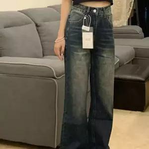 빈티지 워싱 하이웨스트 부츠컷 여자 데님팬츠 청바지 멜빵