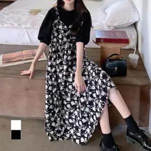 여름원피스 뷔스티에 플라워 반팔원피스 휴양지원피스 원피스 봄원피스