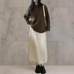 [다잇템] 여성 고무줄 치마 가능 착용 레이스 시즌리스 가을겨울용