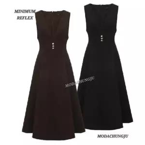 [미니멈]MD 브이넥 슬리브 리스 플레어 원피스 MD MYDAWO1160_CJ