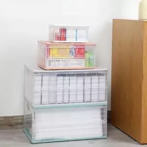 접이식 투명 리빙박스 정리함 수납함 수납박스 그레이 (WFKAF3J)