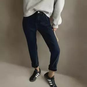 여성 진청 하렘핏 데님바지 보온 슬림스티치