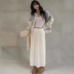 [다잇템] 여성 롱 레이스 바스락 보온 플라워패턴 편한 스커트_24004518_588872