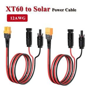 XT60 남성/여성-태양광 연결 케이블 12AWG 순수 구리선 태양광 패널용 실외 전원