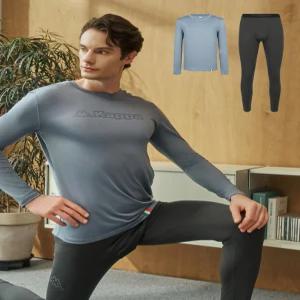 카파 남성 플랫봉제 기모 웜웨어 2종세트 (블루+다크그레이)