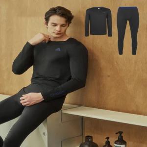 카파 남성 플랫봉제 기모 웜웨어 2종세트 (블랙)