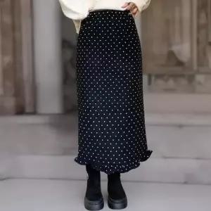 [다잇템] 여성 땡땡이 울혼합 밑단 프릴 롱스커트_24013791_588872