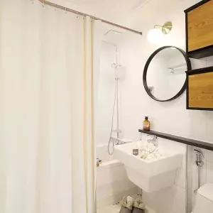 [콩심팥심]반투명 컬러 샤워 커튼 미색 대