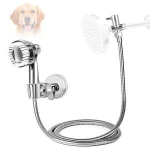 2피트 호스 실리콘 도구 부착물 샤워기 애완동물 고양이 연결하세요 목욕 욕조 쉽게 애견용 수도꼭지에 포함된 브러시가 QISHIYI 모드 3가지 가정용