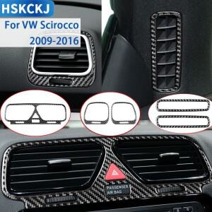 폭스바겐 시로코 MK3 2009-2016 액세서리 탄소 섬유 자동차 중앙 에어컨 공기 배출구 프레임
