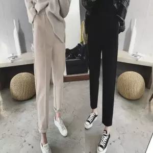 겨울 모직바지 모직 모직팬츠 밴딩 여자바지 핀턱슬랙스 핀턱 세미바지